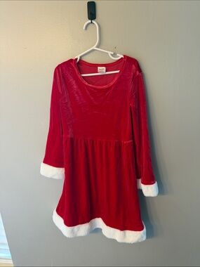 Holiday Time Red Velvet Holiday Dress with White Faux Fur Trim